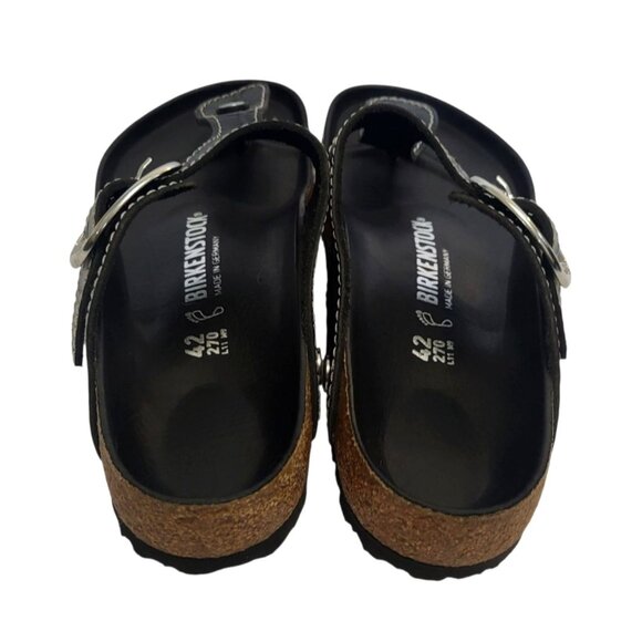 STΔUD x Birkenstock Gizeh Big Buckle Sandal Black Croc Embossed Leather - Picture 8 of 12